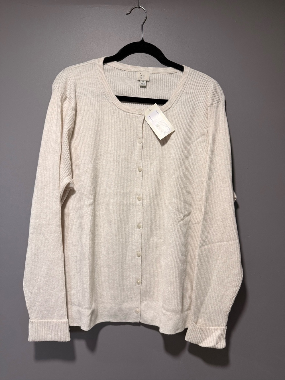 a new day Cream Ribbed Button-Up Women's Cardigan